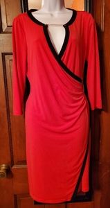 #481 Calvin Klein red long sleeve dress